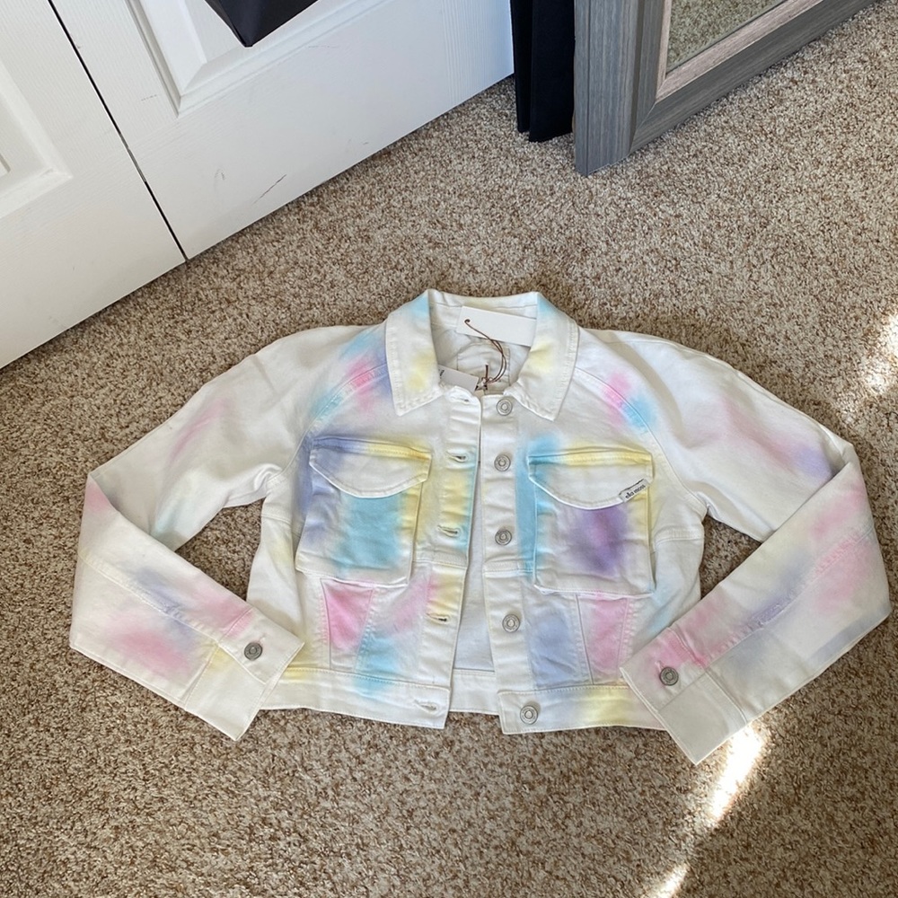 Ella Moss cropped tie dye denim jacket